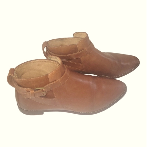 Madewell Hollis Brown English Leather Ankle Strap Buckle Detail Bootie Sz 8 1/2 - Picture 5 of 10